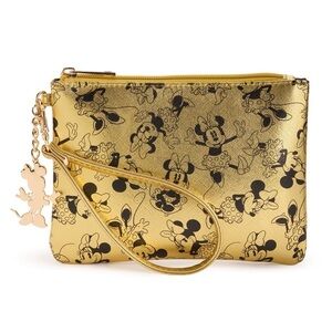 🆕 Disney’s Minnie Mouse Gold Metallic Zip Wristlet